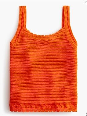 J. Crew Squareneck crochet tank top Bright Persimmon Orange Small